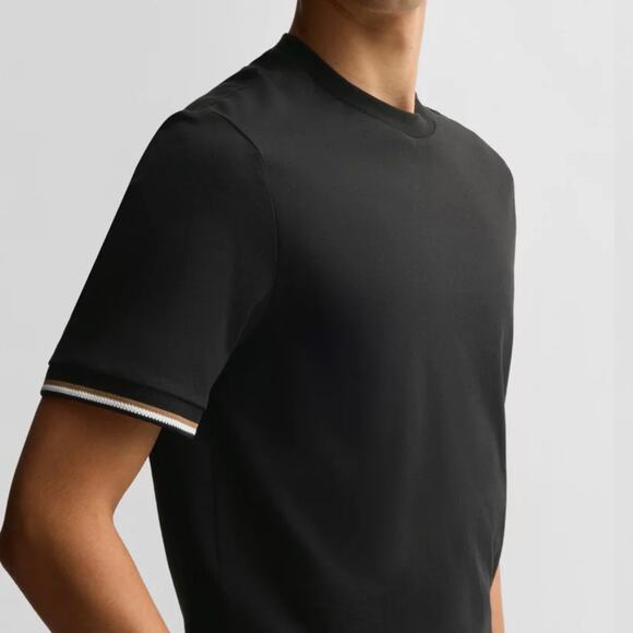 BOSS Hugo Boss Black Thompson 04 Short Sleeve Stripe Trim Cotton T-Shirt Size L - Picture 8 of 16